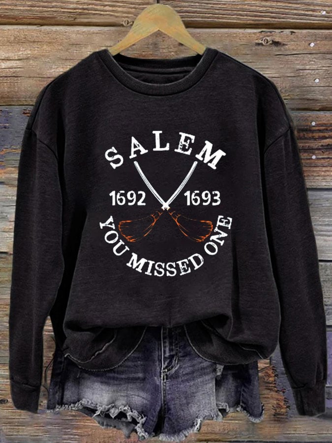 Women's Salem 1692 They Missed One Print Round Neck Long Sleeve Sweatshirt