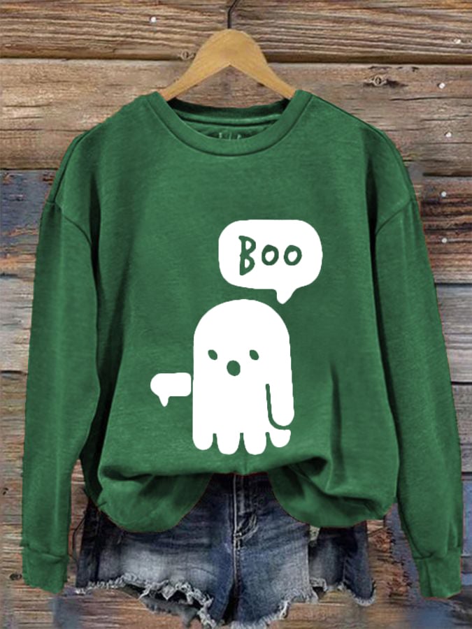 Women's Dislike Boo Ghost Printed Casual Sweatshirt