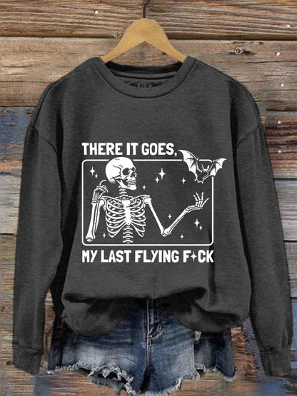 Women's Halloween There It Goes My Last Flying F*ck  Print Crew Neck Sweatshirt