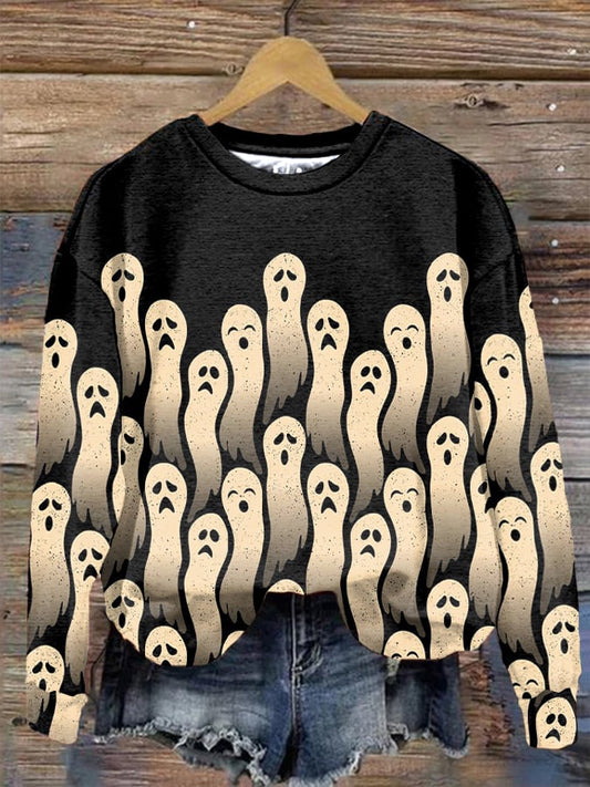 Women's Halloween Ghost Print Sweatshirt