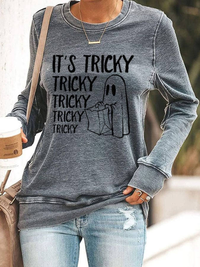 Women's It's Tricky Funny Halloween Print Sweatshirt