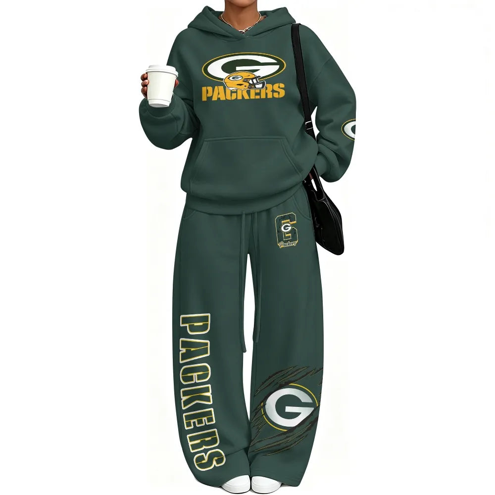 Green Bay Packers Vintage Plush Hoodie set| NFL
