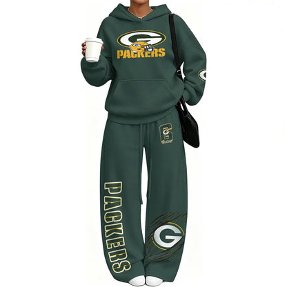 Green Bay Packers Vintage Plush Hoodie set| NFL