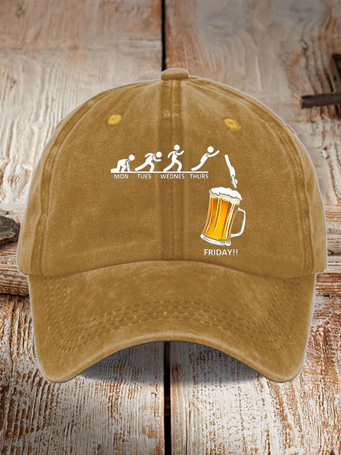 Unisex Oktoberfest Beer Print Printed Washed Distressed Hat