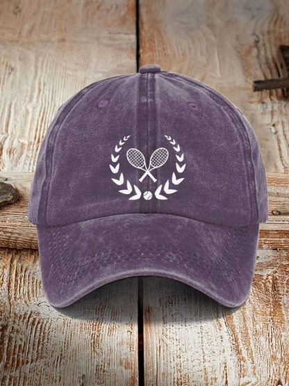 tennis print hat