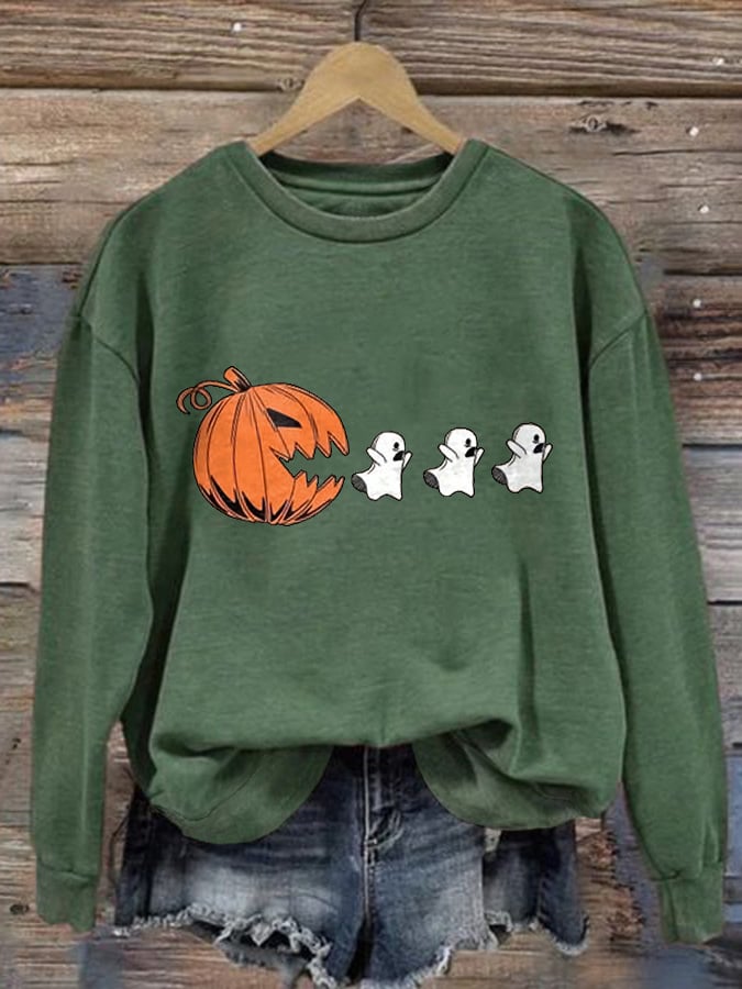 Women's Halloween Print Long Sleeve Sweatshirt