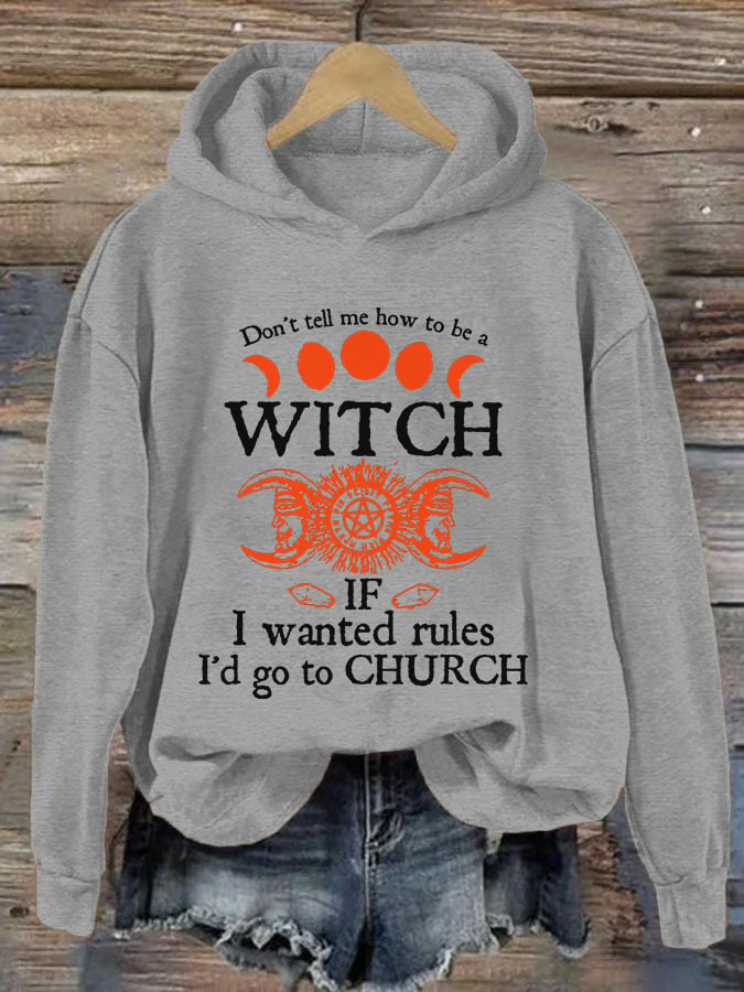 Women's Halloween Witch Print Hoodie