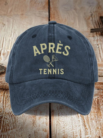 Unisex APRÈS Tennis Print Distressed Washed Hat