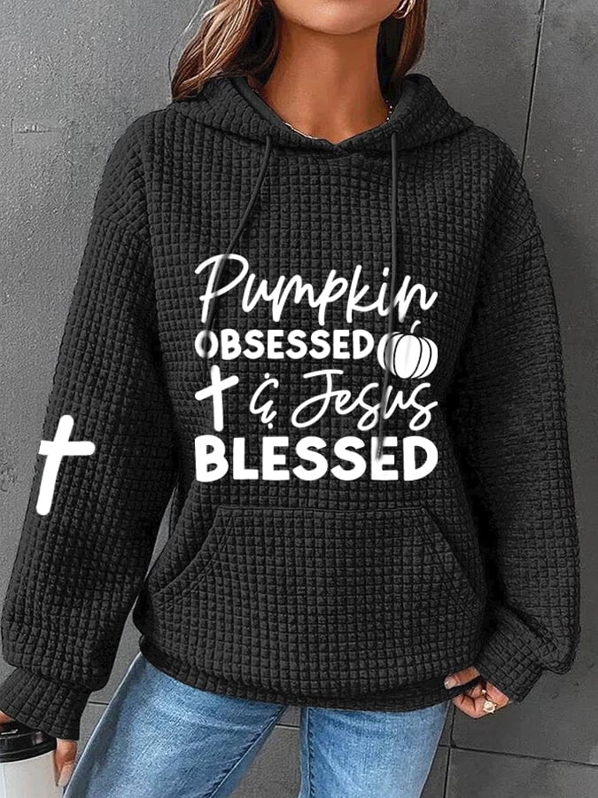 Women's Pumpkin Obsessed and Jesus Blessed Sweatshirt