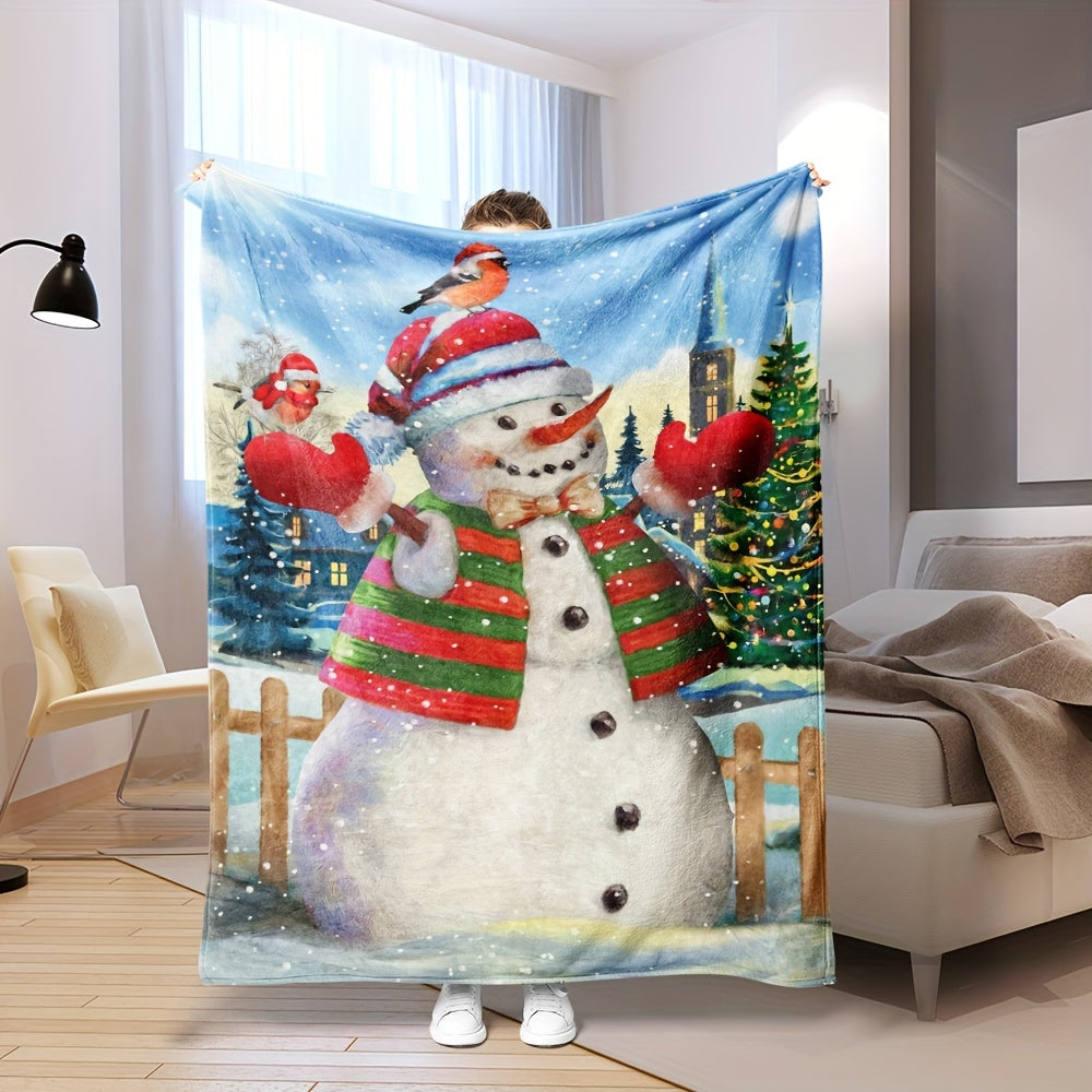 Cozy up this Christmas with our Digital Printing Flannel Blanket featuring a Festive Snowman Design!