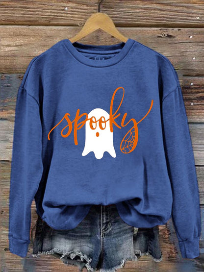 Women's Funny Halloween Spooky Season Printed Sweatshirt