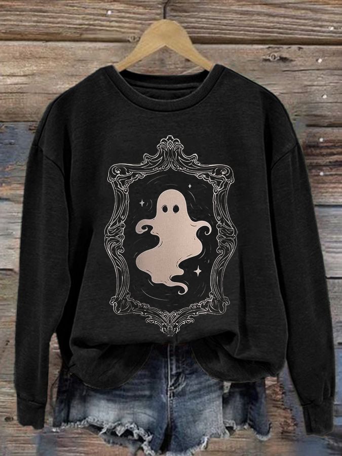 Women's Gothic Horror Ghost Print Sweatshirt