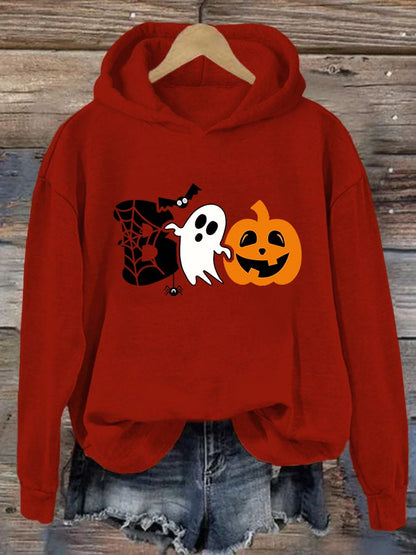 Women's Halloween Spooky Spider Boo Casual Hoodie