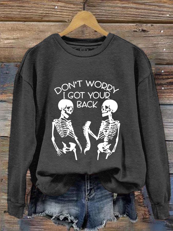 Women's I Got Your Back Skeleton Crew Neck Sweatshirt