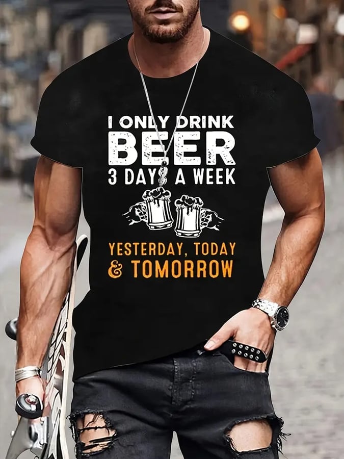 Men's Oktoberfest Beer Printed 100% Cotton Short Sleeve T-Shirt