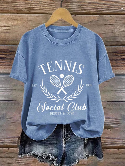 Women's Tennis Printed Round-Neck Casual T-Shirt