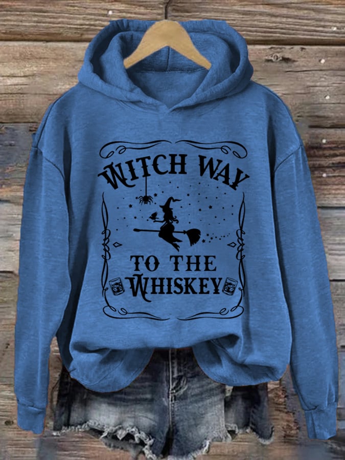 Women's Halloween Witch Way To The Whiskey Hoodie