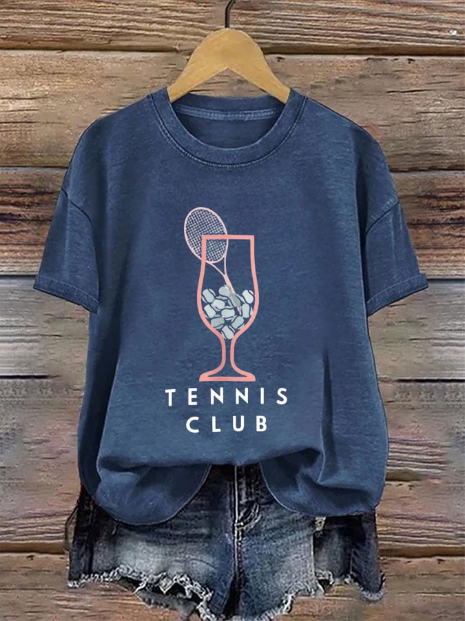 Women's Tennis Printed Round-Neck Casual T-Shirt