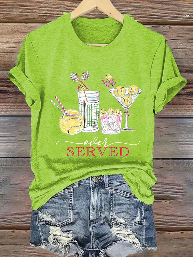 Women's Funny Tennis  Tennis Drinks  Print T-Shirt