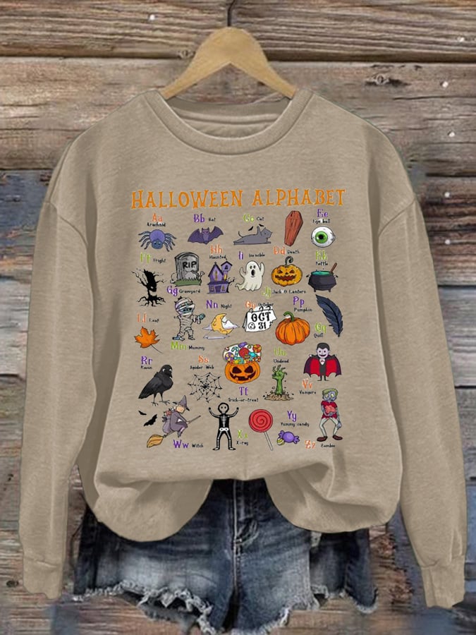 Women'S Halloween Print Long Sleeve Sweatshirt