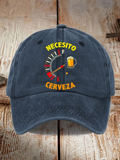 Unisex Oktoberfest Beer Print Printed Washed Distressed Hat