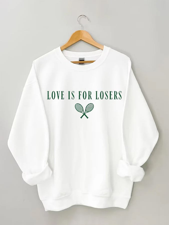 Women's Love Is For Losers Tennis Print Crewneck Sweatshirt