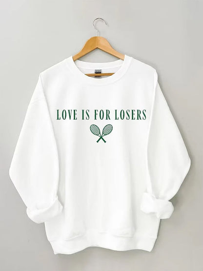 Women's Love Is For Losers Tennis Print Crewneck Sweatshirt