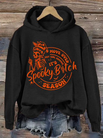 Women's Move Over Hot Girl Summer It's Spooky Bitch Season Print Hoodie