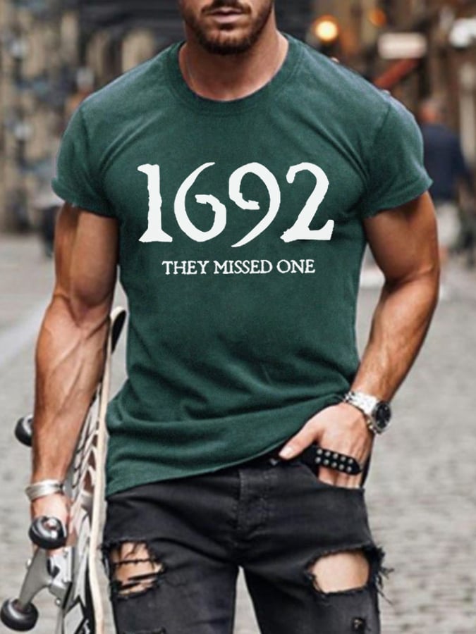 Men's 1692 They Missed One Salem Witch Print T-Shirt