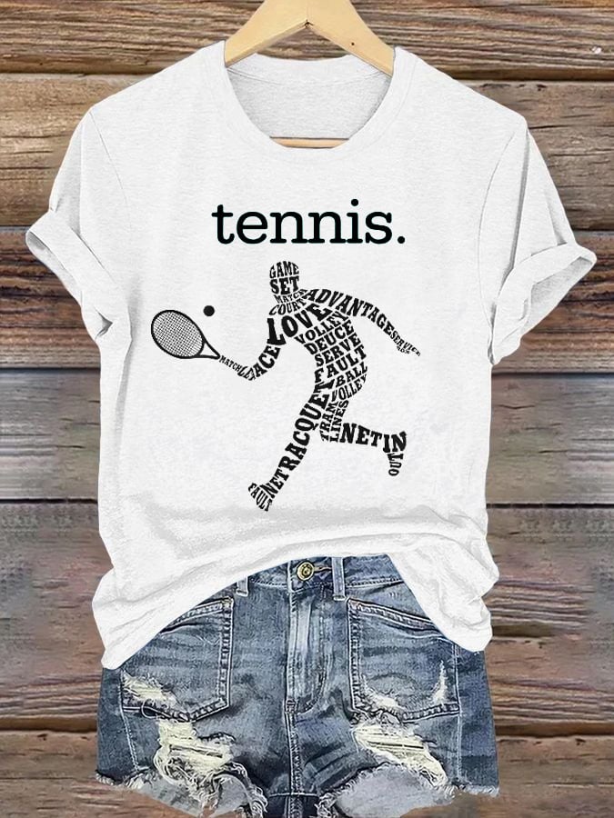 Women's Tennis Print Casual T-Shirt