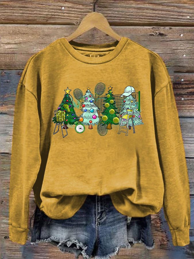 Women's Tennis Christmas Tree Print Sweatshirt