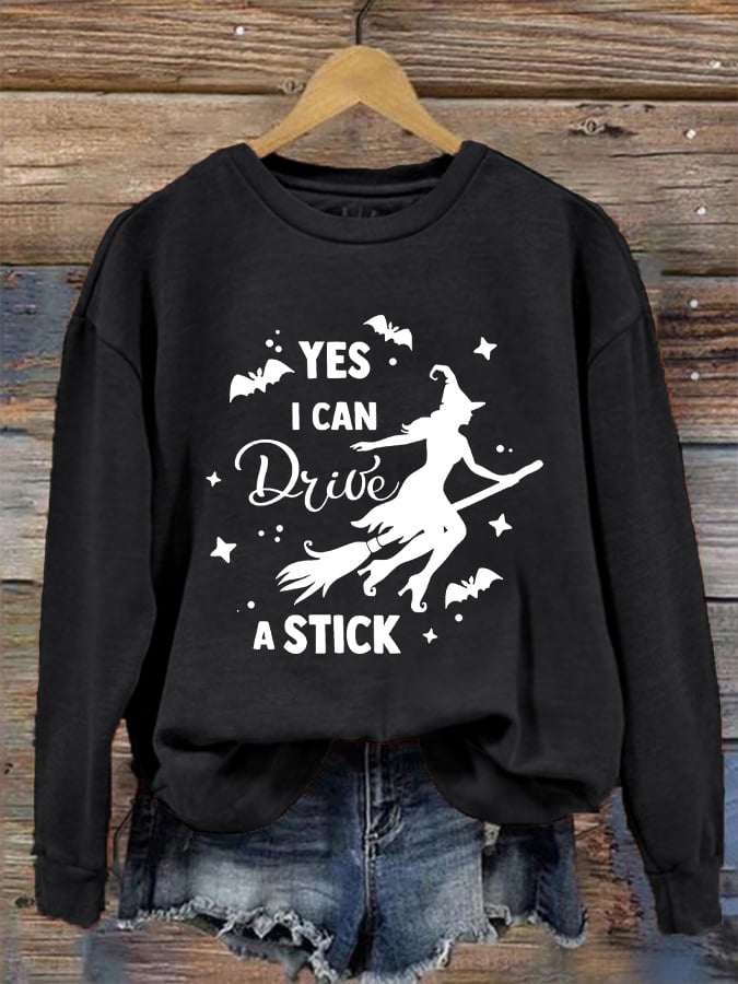 Women's "Yes, I Can Drive A Stick!" Printed Casual Sweatshirt