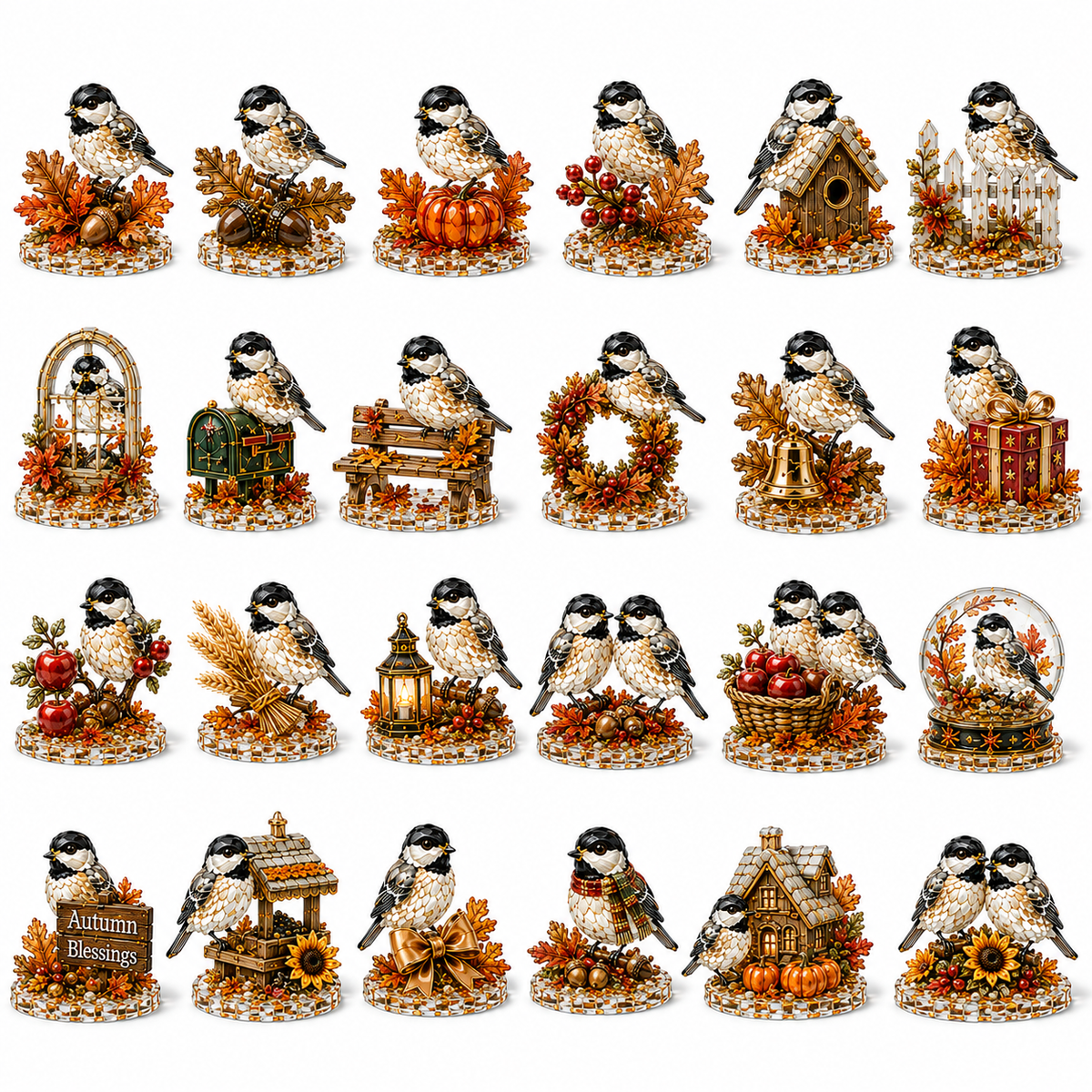 24-Day Chickadee Advent Calendar | Autumn & Winter Cottage Collectible Gift
