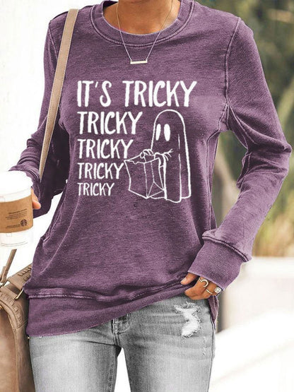 Women's It's Tricky Funny Halloween Print Sweatshirt