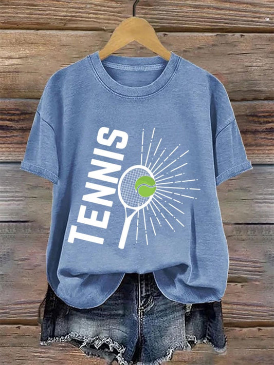 Women's Tennis Printed Round-Neck Casual T-Shirt