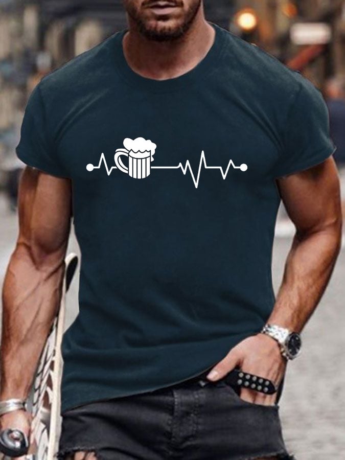 Men's Oktoberfest Beer Printed 100% Cotton Short Sleeve T-Shirt