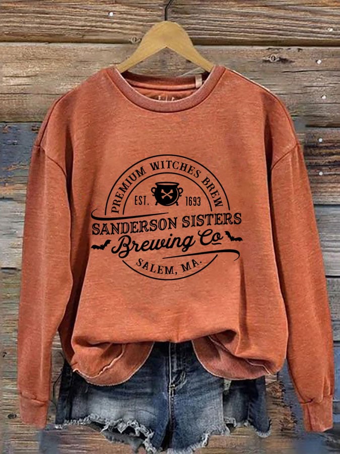 Women's Halloween Premium Witches Brew Sanderson Sisters Print Sweatshirt