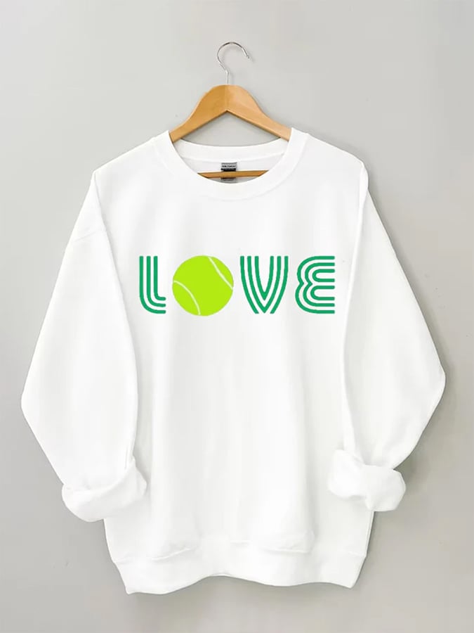 Women's Tennis Love Tennis Print Crewneck Sweatshirt