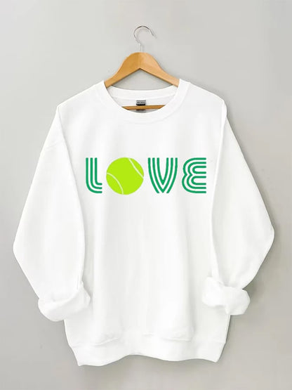 Women's Tennis Love Tennis Print Crewneck Sweatshirt