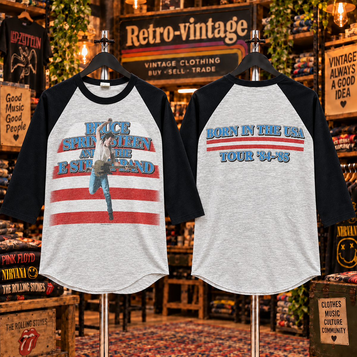 Bruce Springsteen & The E Street Band 1980–81 World Tour Vintage Raglan Tee