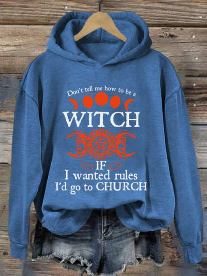 Women's Halloween Witch Print Hoodie