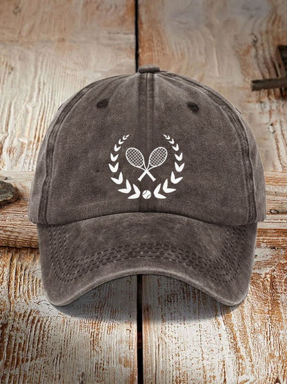 tennis print hat