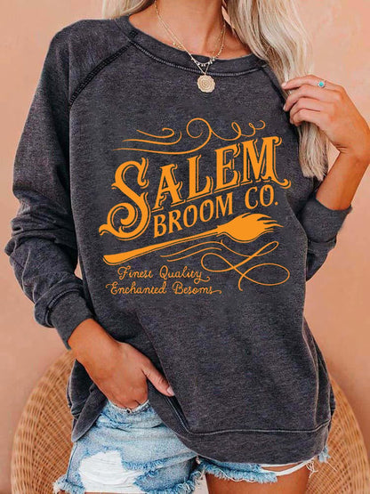 Women's Halloween Salem Broom Co. Casual Sweatshirt