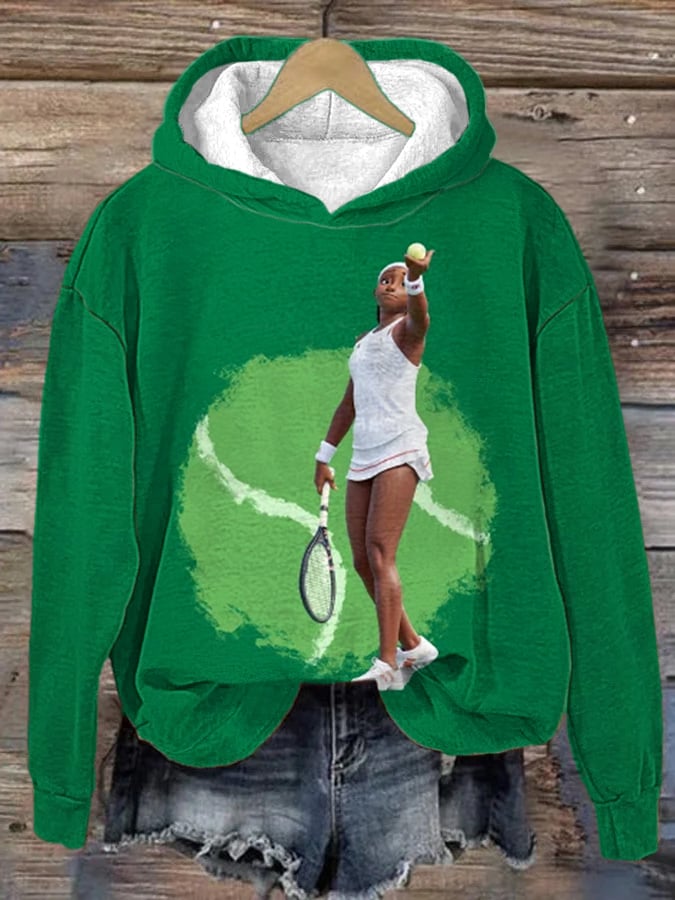 Women's  Love Tennis  Print Hoodie