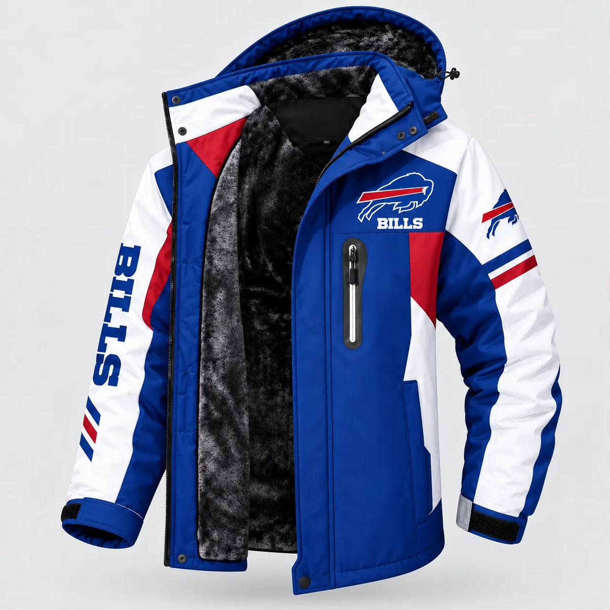 AEGE BUFFALO BILLS TEAM LOGO FOOTBALL GRAPHIC FLEECE LINED HOODED JACKET