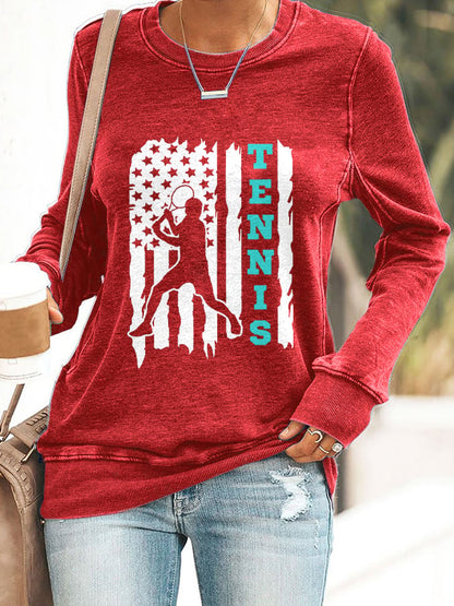 Women'S Tennis Flag Printed Sweatshirt