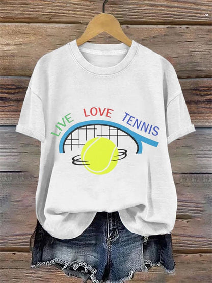 Women's Tennis Printed Round-Neck Casual T-Shirt