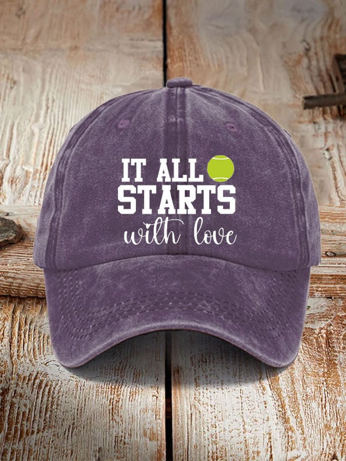 Tennis Lover “It all starts with love” printed hat