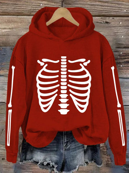 Women's Halloween Skeleton Bones Casual Hoodie