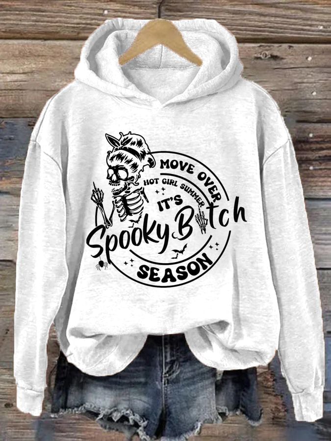 Women's Move Over Hot Girl Summer It's Spooky Bitch Season Print Hoodie